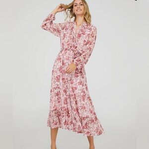 Floral Pink Long Sleeve Maxi Dress